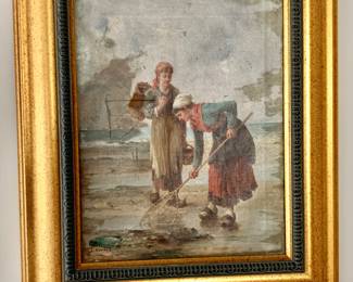 $350 - Original art by Laurent - painting has been repaired -  22.5" H by 19.5" W
