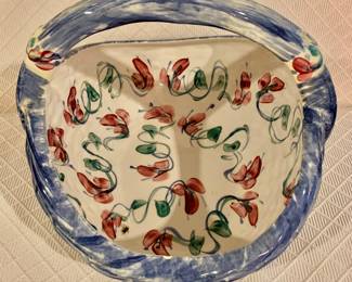 $125 - Gail Pittman hand painted basket - 10.5" H, 12" W, 13.5" D