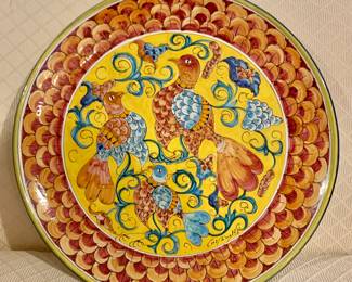 $95 - Italian signed, hand painted platter - 16" diam