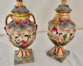 $20 each - Italian lidded vases - 7" H