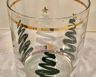 $25 - 13 Christmas tree glasses - each 4.25" H, 3.25" diam