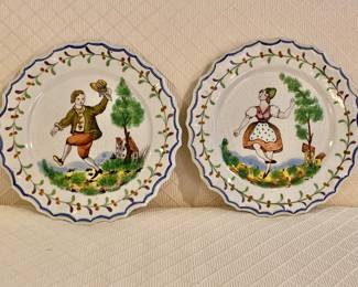 $60 - Signed Pair vintage Italian plates - each 11" diam