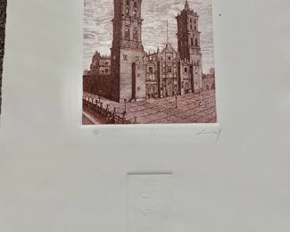 $90 - Cathedral etching - 15.25" H x 12.75" W