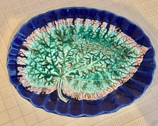 $50 - Majolica leaf plate #1 -12" L, 9.25" W