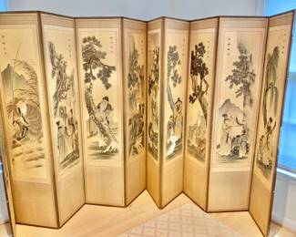 $3,500 - 10 Panel Vintage Room Screen - 69" H, 10 panels each panel 16" W