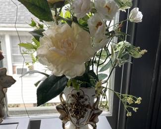 Old Paris Vase w/ Silk Flowers, $180