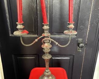 Sliver-Plate, Three-Arm Candelbra. Price $150