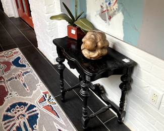 Black Antique Table, $175. Crying Man, $95, Silk Orchid w/ Pot, $65