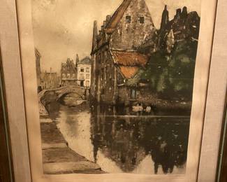 Signed & Numbered Hand-colored etching 133/300. Pencil signed H.Cattier $475