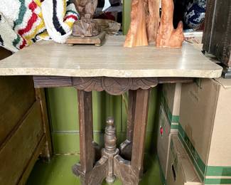 Antique East Lake Marble Top Side Table, $675