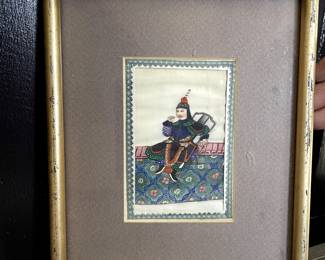 Genghis Khan Antique Watercolor with Tapestry Matte 7 x 81/2. $375