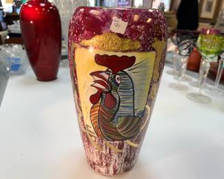 Hand Painted Italian 11"h Chicken Vase (Image Picaso) by Orchider