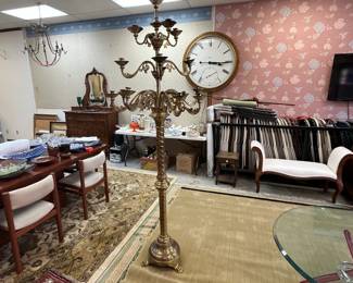 Brass 17-Light Candle Candelabra, 85"h x 31"w