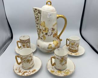 Antique D&C Coffee Pot, 4-Cups/Saucers, 1891