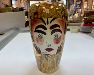 Italian 10.75"h Vase (Image Picasso) Hand Painted by Orchidea