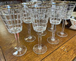 (7) Ralph Lauren 8.5"h Cut Crystal Cordials 'Monaco Gold'