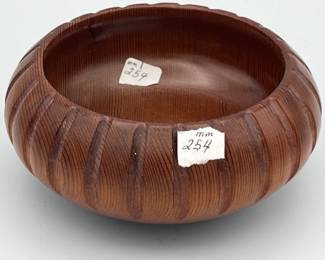 Hand Tooled Old Redwood Bowl, signed by craftsman