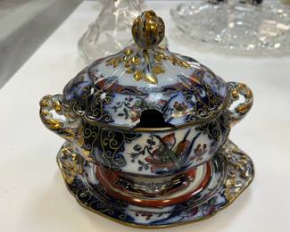 English Clayware Tureen with Liner c.1848 6x7.5x6 (nick at mouth of Laddle opening.