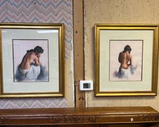 Pair Water Color 'Back Side of Nude' , 15.5x13, signed by the artist
