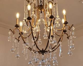 Antique Gold Metal Frame, Crystal Chandelier. (cost $5000 new)