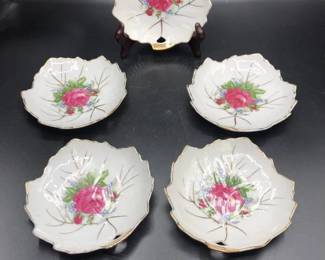 Five Elegant Gilded Porcelain Candy Dishes