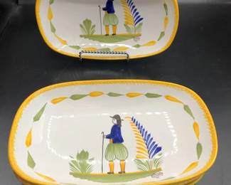 Set of 4 Fine Quimper Faience Pottery Serving Dishes