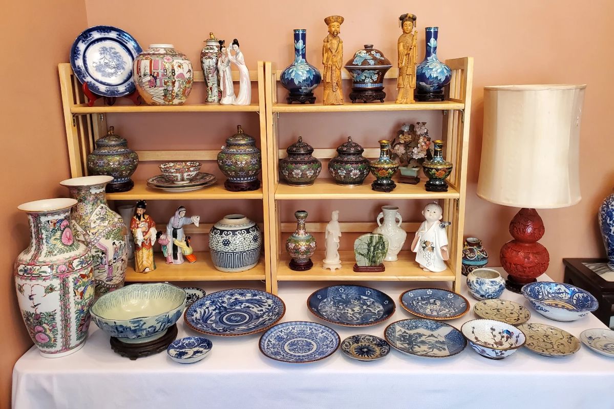 Antique porcelain, Cloisonne, carvings