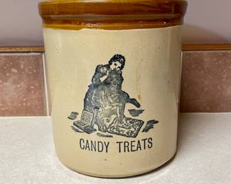 Crock with stencil decoration