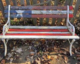 Folk Art Painted Bench 
