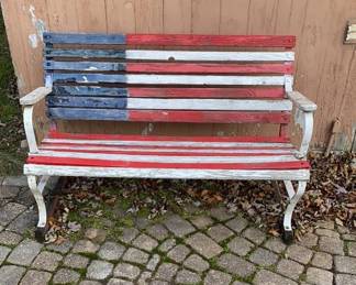 Folk Art Painted Bench 