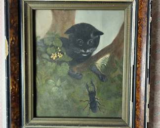 Antique Cat Painting 
