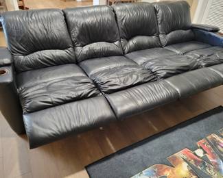 Black Leather Reclining Sofa