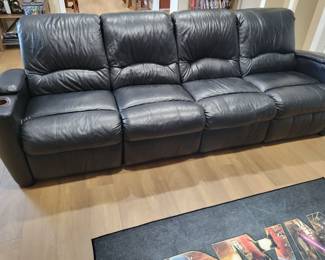 Black Leather Reclining Sofa