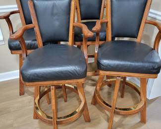 Mikhail Darafeev Game Black Leather Bar Stools