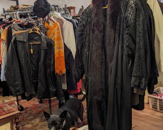 Marvin Richards leather and fur  coat and a couple of cool dogs. 