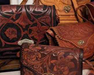 Tooled leather purses