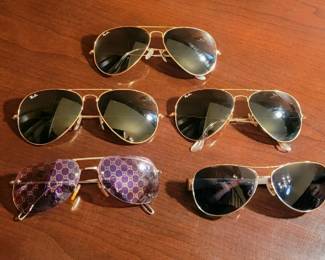 Ray Ban, Gucci, and Coach sunglasses