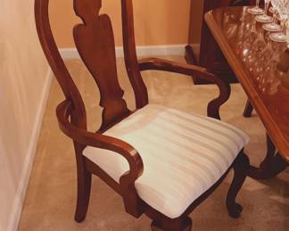 Broyhill Furniture two pedestal dining table with 2 leaves and 6 chairs (detail)...