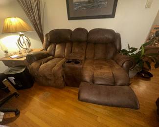 Both ends recline out. Just an example of how they recline out. Seat in good condition. Poor lighting and flash from camera 