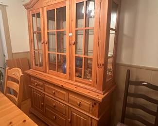 Large pine china cabinet 