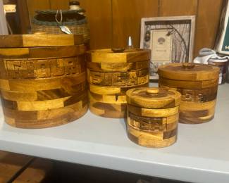 Vintage amazing canister set. Nesting set. Fabulous find 