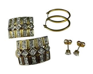 3 Pairs of Yellow Tone Costume Earrings