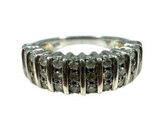 Sterling SilverTriple Row Diamond Ring