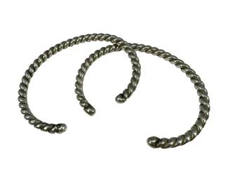 2 Matching Sterling Silver Twisted Cuff Bracelets