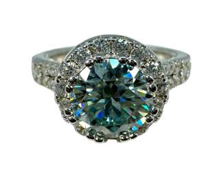 Sterling Silver Certified Moissanite and Cubic Zirconia Ring