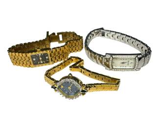 3 Ladies Quartz Watches Bulova Elgin and Jules Jurgensen