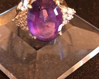 Amethyst Diamond Ring