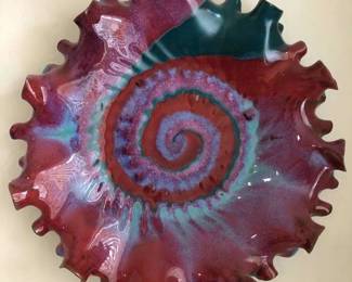 Hand Made Swirl Edge Pottery Art