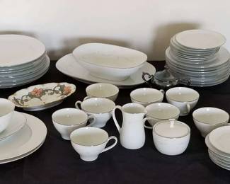 Noritake Whitebrook China Rimmed In Silver