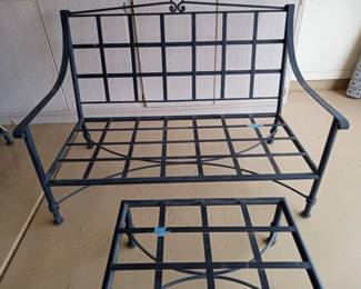 Wrought Iron Patio Love Seat Ottaman